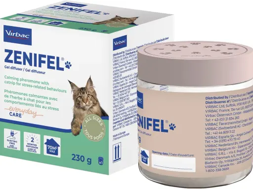 Zenifel-diffusor med lugnande feromoner för stressade katter. Ger en trygghetskänsla, som ett comfort shield katt.